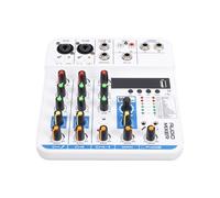 Depisuta Table de Mixage Audio 4 Canaux, Table de Mixage DJ Professionnelle, Effet 99 DSP, Entrée USB Bluetooth MP3, Alimentation Fantôme 48 V, Console de pour PC Studio karaoké (WHITE)