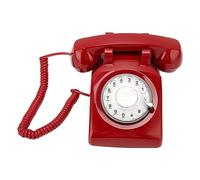 Depisuta Téléphone Fixe Rotary Retro, Téléphone Vintage Antique à L'ancienne Téléphone de Cadran Rotatif Rétro Téléphone Fixe, Téléphone Filaire pour Home Office Cafe Bar Star Hotel (Rouge)