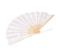 Depisuta Ventilateur Pliant à Main, Ventilateurs de Pliage en Soie en Dentelle en Bambou Chinois Fan de Poche pour Danse de Décoration de Mariage Beaux (WHITE)