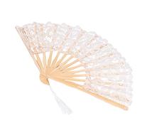 Depisuta Ventilateur Pliant à Main, Ventilateurs de Pliage en Soie en Dentelle en Bambou Chinois Fan de Poche pour Danse de Décoration de Mariage Beaux (Beige)
