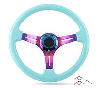 Depisuta Volant de Course 14 Pouces 6 Trous à Creux Profond de Remplacement | Direction de Course Profonde, Poignée Ergonomique, Utilisation du Véhicule, Conduite sur Piste, Accessoire de Voiture,