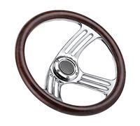 Depisuta Volant en Bois de 14 Pouces de Style Vintage avec Rayons en Aluminium de qualité Supérieure pour les Amateurs de Courses de Modifications de Voitures