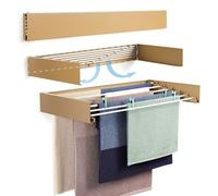 depogron Étendoir Mural 100 cm - Séchoir à Linge Pliable & Extensible - 6 Barres, 6 m de Surface de séchage - Jusqu’à 25 kg - Gain de Place pour intérieur & extérieur - Beige