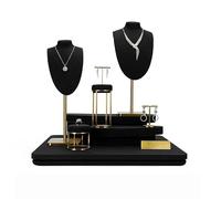 deposito di gioielli Présentoir à bijoux en velours noir et métal, ensemble de 3 combinaisons(Moyen)