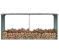 Dépôt de bois de chauffage Acier galvanisé 330 x 92 x 153 cm Vert