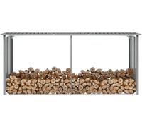 Dépôt de bois de chauffage en acier galvanisé 330 x 92 x 153 cm Gris