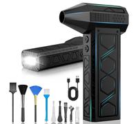 Dépoussiéreur électrique avec lampe de poche, ventilateur turbo à air comprimé 180 000 tr/min (10 000 mAh), ventilateur à jet multifonction, souffleur d'air électrique avec éclairage assisté