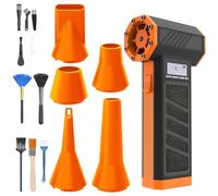 Dépoussiéreur électrique - Spray d'air comprimé électrique - 4 vitesses - 130 000 tr/min - 2 en 1 - Avec batterie de 5000 mAh - Mini aspirateur USB - Pour clavier, PC, canapé, voiture - Orange