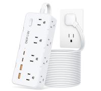 DEPOW Multiprise avec parasurtenseur - 3 m - Rallonge tressée avec plusieurs prises - 8 prises CA - 4 ports USB (2 USB C) - Parasurtenseur 1700 joules avec fiche drapeau
