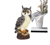 Depoy Hibou - Scarres Des Oiseaux Pour Les Jardins | Statues De Jardin | Sculpture De Chouette Réaliste | Action De Peur Des Animaux Avec Une Expression Sérieuse Pour Le Balcon Porche Porche Toit Étan