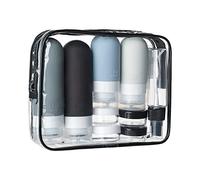 Depoza Lot de 16 Bouteilles de Voyage - Approuvé par la TSA - Conteneurs Souples en Silicone Anti-Fuite pour Articles de Toilette, après-shampooing, Lotion et Accessoires de Gel Douche (Paquet Noir)