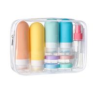 DEPOZA Lot de 16 bouteilles de voyage en silicone anti-fuite, compressibles pour articles de toilette, après-shampooing, lotion et gel douche (blanc)