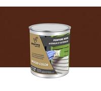 DEPROMA Peinture bois intérieur et extérieur SATIN - Qualité professionnelle (Brun Acajou - RAL 8016, 1 Litre)