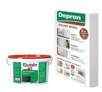 DEPRON Panneaux isolants 6 mm (125 × 80 cm) - Pack 20 m² + Colle Glutolin 8 kg | Isolation thermique et acoustique pour murs et plafonds