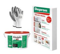DEPRON Panneaux isolants 9 mm (125 × 80 cm) - Pack 20 m² + Colle Glutolin 8 kg | Isolation thermique et acoustique pour murs et plafonds