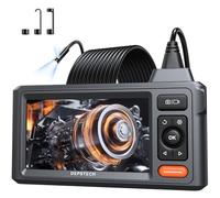 DEPSTECH Caméra endoscope avec lumière, double objectif 1080P, écran IPS 5,0", caméra d'inspection, étanche IP67, caméra serpent de 5 m, endoscope industriel, caméra tubulaire, caméra canale, 5 m