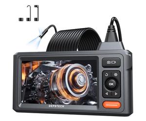 DEPSTECH Caméra endoscope avec lumière, double objectif 1080P, écran IPS 5,0", caméra d'inspection, étanche IP67, caméra serpent de 5 m, endoscope industriel, caméra tubulaire, caméra canale, 5 m