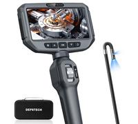 DEPSTECH Double Objectif Camera Endoscopique Bidirectionnel, Endoscope Industriel IPS 5 Pouces avec Caméra Articulée à 210°, Étanche Camera Inspection Canalisation de 8,5MM avec Lumière, Automobile