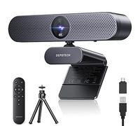 DEPSTECH DW50 Pro Webcam 4K, Ultra HD Webcam pour PC, Zoom Avant 3X, Capteur 1/2.55", Double Micro Antibruit, Télécommande, Caméra Streaming Autofocus pour Portable Mac, Teams, Skype, Appel Vidéo