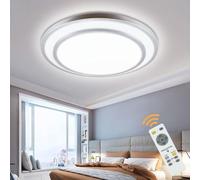 Depuley 48W Plafonnier Led Moderne Salon, Lampe de Plafond Dimmable Couleur Réglable avec Télécommande en 3000K-6500K Blanc Chaud Froid Naturel, Argent pour Salon, Chambre à Coucher, Salle à Manger