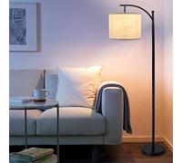 Depuley Lampadaire sur Pied Salon Moderne, Lampe à Pied de Chevet Chambre E27 avec Abat-jour Tissu Lin, Lampadaire Réglable Arc Design Classique, Haut 153 mm avec Ampoule LED pour Chambre, Bureau