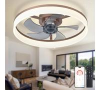 Depuley LED Ventilateur de plafond avec lumière : 20" Lustre moderne avec App & Télécommande - Lampe de ventilateur brune à intensité variable sans pales pour chambre à coucher salon