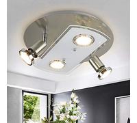 Depuley Plafonnier LED à 4 spots orientables - 4 ampoules LED GU10 de 3 W - Diamètre : 290 mm - 960 lm - 3000 K - Blanc chaud - Moderne - Pour salon, cuisine, chambre à coucher