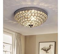 Depuley Plafonnier LED en cristal - Moderne - Design élégant - Pour chambre à coucher - Largeur : 30 cm - Hauteur : 12 cm - Belle lampe en cristal - 2 douilles pour salon, salle à manger, hôtel