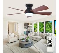 Depuley Ventilateur de plafond moderne avec lumière : petits ventilateurs noirs de 42 pouces pour chambre - Ventilateurs de plafond encastrables réglables avec télécommande 5 pales en noyer inversé
