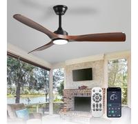Depuley Ventilateur de plafond silencieux avec éclairage: Lampe LED avec ventilateur pour jardin terrasse - 132CM Grand ventilateur de plafond avec lumière et APP pour salon restaurant bureau, Marron