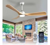 Depuley Ventilateur de plafond silencieux avec éclairage : Lampe LED avec ventilateur pour jardin terrasse - 132CM Grand ventilateur de plafond avec lumière et APP pour salon restaurant bureau, kaki