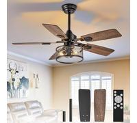 Depuley Ventilateurs de plafond 42 pouces avec éclairage: Ventilateurs de plafond à cage avec double finition et cinq pales - Luminaire à ventilateur rustique avec télécommande pour salon industriel