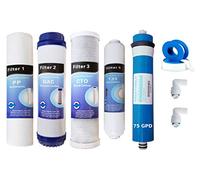 Depurtek Kit économie d'osmose inverse avec membrane 75 GPD + 4 filtres Compatible avec Moon Ionfilter Advance Hydrosanté Élimine les solides, le chlore, les métaux lourds