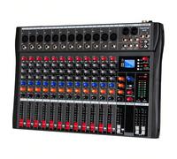 Depusheng DX12 Mixeur audio professionnel 12 canaux USB Bluetooth MP3 Entrée ordinateur Alimentation fantôme 48 V Cette table de mixage DJ portable à 12 canaux dispose du Bluetooth pour la diffusion s