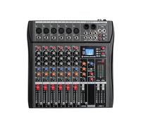Depusheng DX6 Table de mixage Console de carte son Interface système de bureau 6 canaux Entrée MP3 Alimentation fantôme 48 V Stéréo DJ Studio FX Châssis en acier, Mélangeur audio USB Bluetooth pour PC