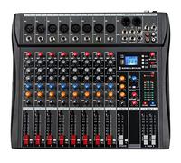 Depusheng DX8 Table de mixage professionnelle Console de carte son Interface 8 canaux Entrée MP3 Alimentation fantôme 48 V DJ Studio FX Châssis en acier, Table de mixage audio USB Bluetooth pour PC