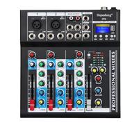 Depusheng HT4 Console de mixage numérique portable professionnelle compatible Bluetooth avec USB 4 canaux Table de mixage d'interface audio pour enregistrement studio Noir
