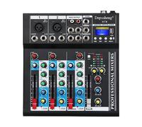 Depusheng HT4 Professional 4 canaux USB Jack mélangeur audio portable Bluetooth Live Studio Audio DJ Console de mixage sonore pour l'enregistrement sur ordinateur, bandes