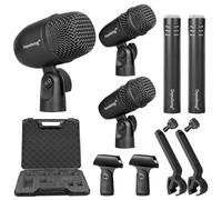 Depusheng Jeu de Microphone pour Batterie 5 pièces avec 3 Microphones dynamiques à Percussion et 2 Microphones à condensateur à Percussion idéal pour l'enregistrement d'instruments et la Production