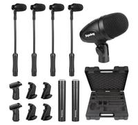 Depusheng Kit de 7 microphones de batterie, ensemble de micro dynamiques filaires entièrement métalliques pour cymbales basse/Tom/caisse claire/Hi-hat, avec étui de transport, supports et clips