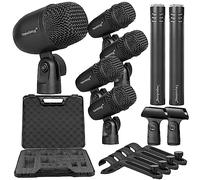 Depusheng Kit Microphone de Batterie 7 pièces avec 5 Microphones dynamiques à Percussion et 2 Microphones à condensateur à Percussion Idéal pour l'enregistrement d'instruments et la Production