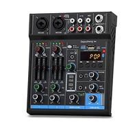Depusheng M4 Mélangeur audio professionnel Console de carte de son Interface système 4 canaux USB numérique Bluetooth MP3 Entrée ordinateur 48V Alimentation fantôme Stéréo DJ Studio Streaming
