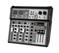Depusheng Professional Audio Mixer, 4-Channel Audio Interface Soundboard Mixing Console System, 16-Bit DSP DJ Bluetooth Mixer + 48V Phantom Effect for Karaoke Studio Streaming Recording (XT4 EU)