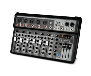 Depusheng Professional Audio Mixer, 7 Channel Audio Interface Sound Board Mixing Console System, 16-Bit DSP DJ Bluetooth Mixer +48V Phantom Effect For Karaoke Studio Streaming Recording