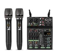 Depusheng UF4-M Table de Mixage Audio Studio - Console de Mixage DJ Numérique 4 Canaux Bluetooth Portable Professionnelle avec Microphone sans Fil