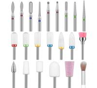 Depvko Lot de 22 forets à ongles, 3/32" professionnels embout ponceuse ongles en céramique diamantée pour enlever les cuticules gel acrylique, kit de manucure et pédicure pour Salon et Maison