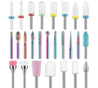 Depvko Lot de 26 embout ponceuse ongles céramique professionnels, 3/32" embout de ponceuse ongle, limes à cuticules, embouts de retrait pour la technique des ongles en gel acrylique, Manucure Pédicure