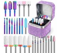 Depvko Lot de 30 embouts de ponceuse à ongles avec étui de rangement : 3/32" carbure diamant céramique kit professionnel de salon pour ongles en acrylique, embouts de manucure multifonctions pour