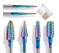 Depvko Lot de 6 embout ponceuse ongles professionnelles: 3/32" carbure de tungstène fraises à ongles avec brosse de nettoyage, embouts de dissolvant pour ongles en gel acrylique, manucure et pédicure