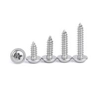 DEPYEE 20/50/100 pièces M1.4 M1.7 M2 M2.2 M2.3 2.6 M3 M4 M5 304 vis autotaraudeuses à tête Ronde en Acier Inoxydable avec Tampon vis à tête cylindrique avec rondelle(2.2x12x5(100pcs))